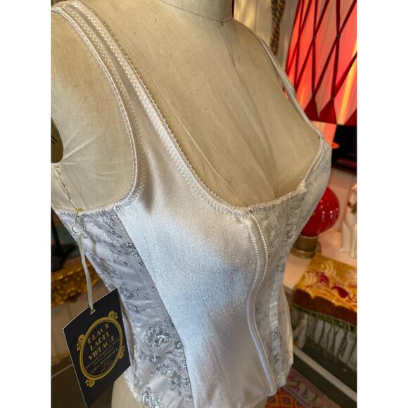 vintage 1990s fredricks of hollywood coset white and silver 90s bustier m/l 38 - Picture 5 of 10